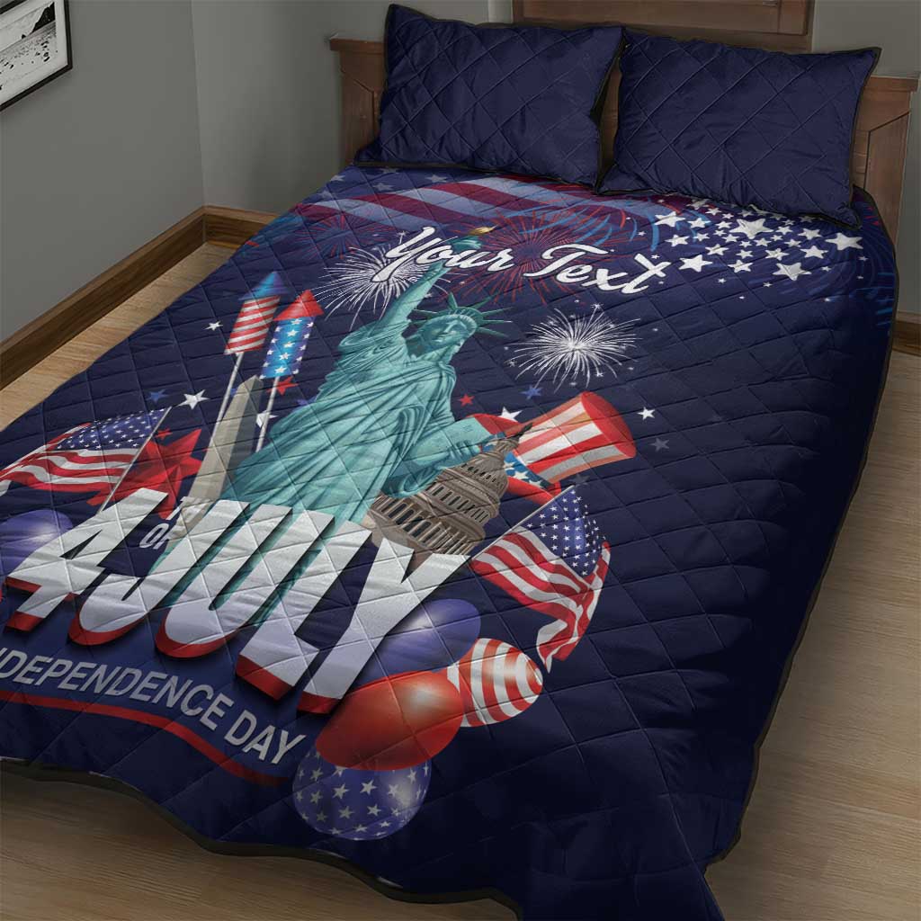 Personalized United States Independence Day Quilt Bed Set Statue of Liberty for 4th of July