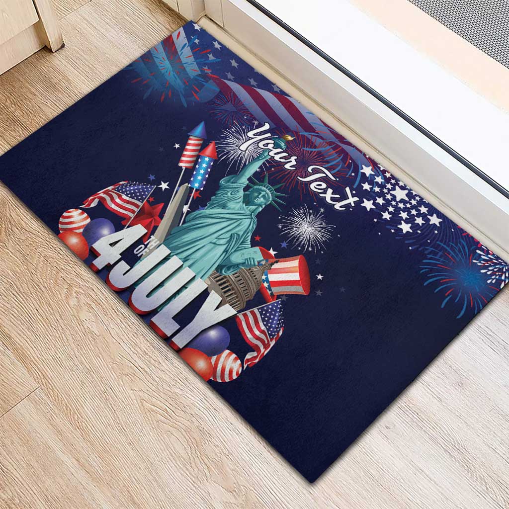 Personalized United States Independence Day Rubber Doormat Statue of Liberty for 4th of July