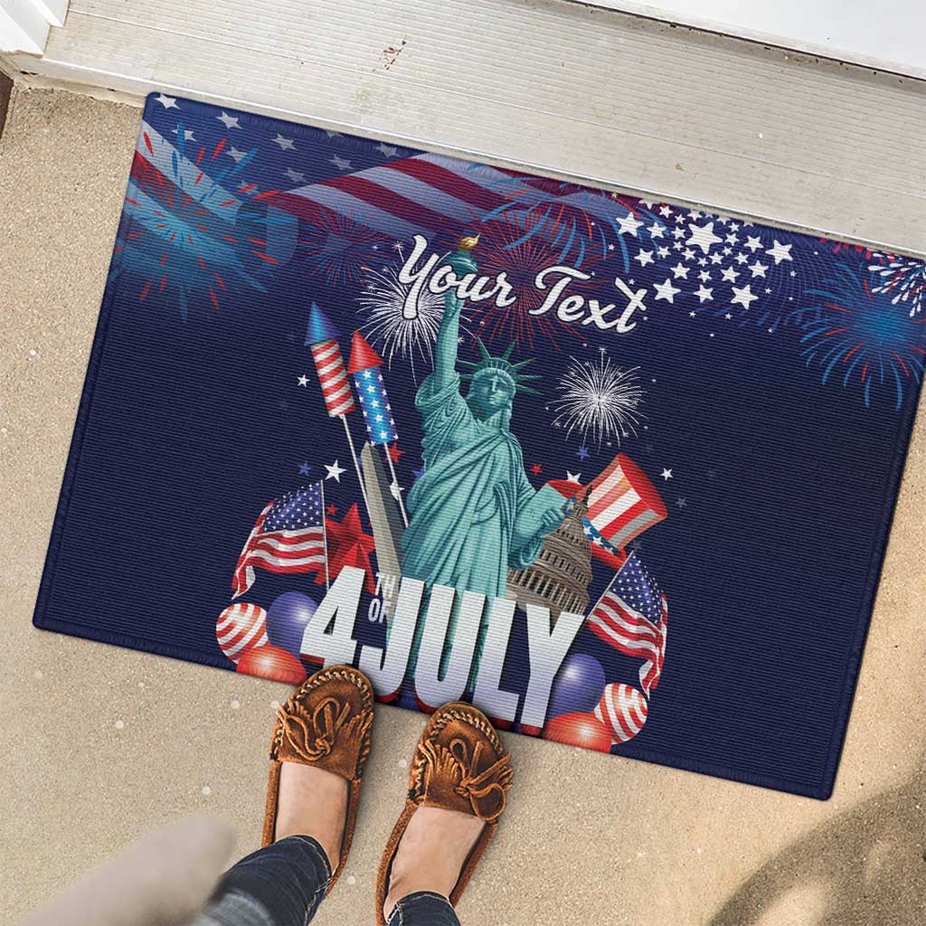 Personalized United States Independence Day Rubber Doormat Statue of Liberty for 4th of July
