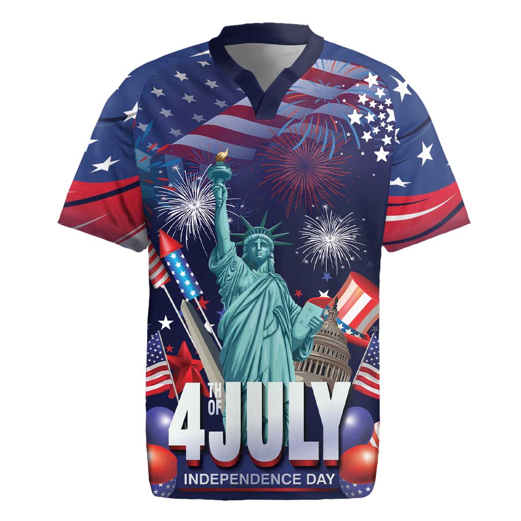 Personalized United States Independence Day Rugby Jersey Statue of Liberty for 4th of July