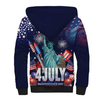 Personalized United States Independence Day Sherpa Hoodie Statue of Liberty for 4th of July