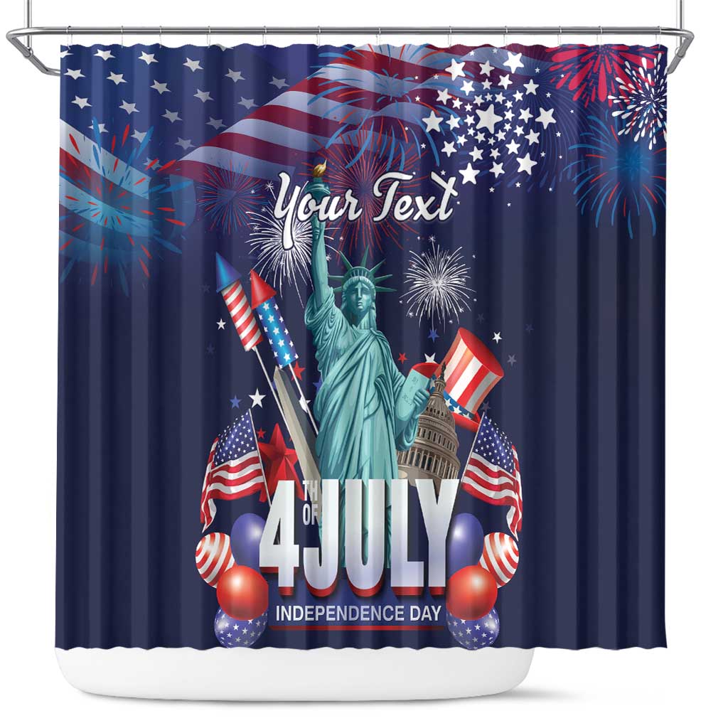 Personalized United States Independence Day Shower Curtain Statue of Liberty for 4th of July