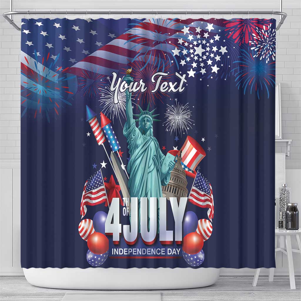 Personalized United States Independence Day Shower Curtain Statue of Liberty for 4th of July