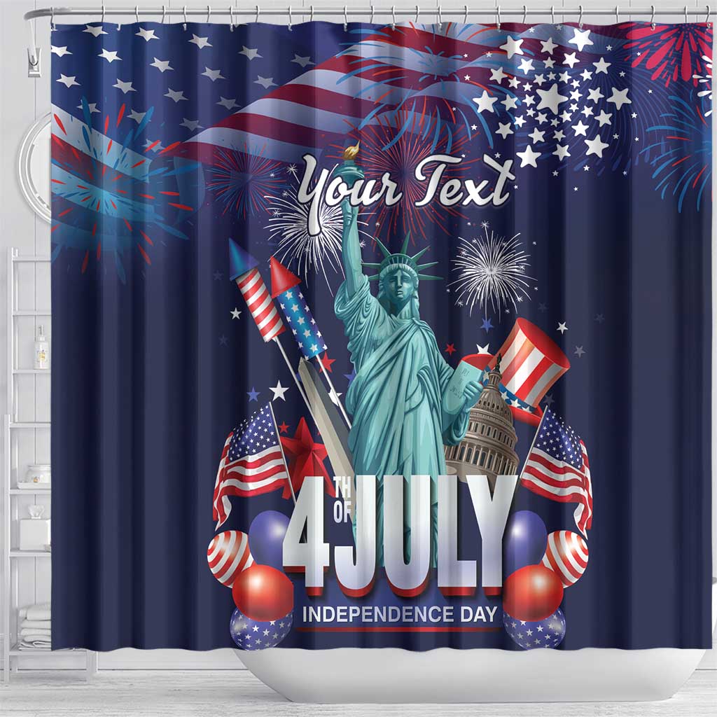 Personalized United States Independence Day Shower Curtain Statue of Liberty for 4th of July