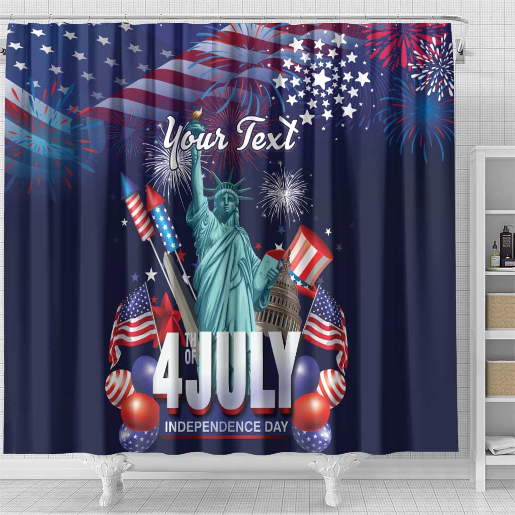 Personalized United States Independence Day Shower Curtain Statue of Liberty for 4th of July