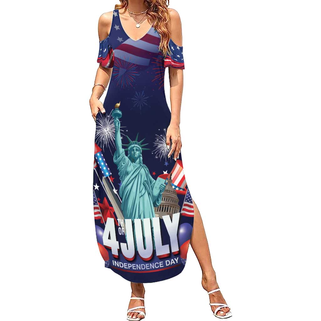Personalized United States Independence Day Summer Maxi Dress Statue of Liberty for 4th of July