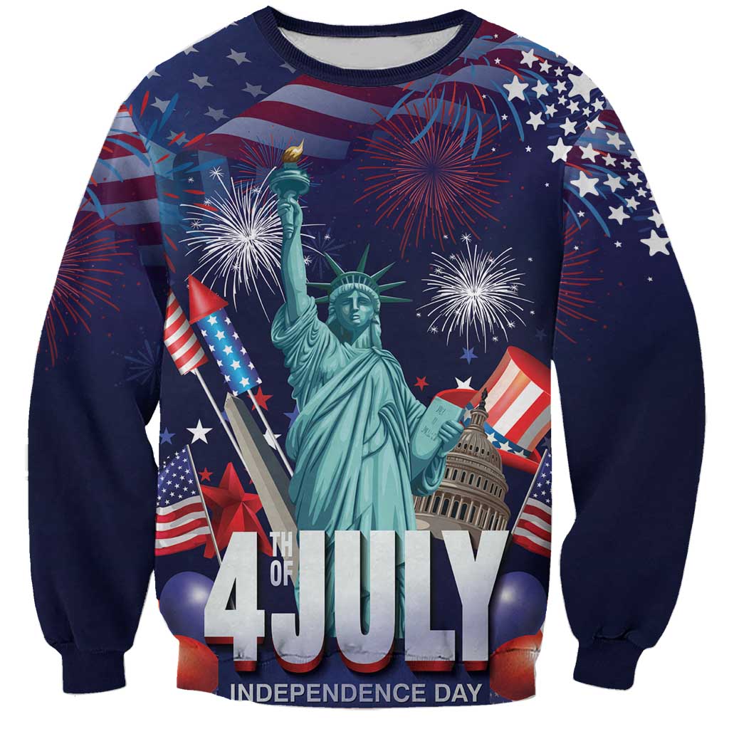 Personalized United States Independence Day Sweatshirt Statue of Liberty for 4th of July