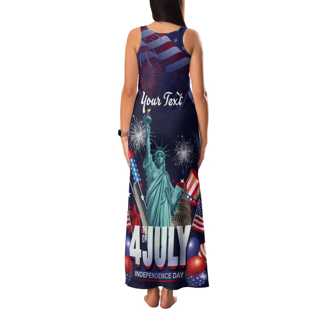 Personalized United States Independence Day Tank Maxi Dress Statue of Liberty for 4th of July