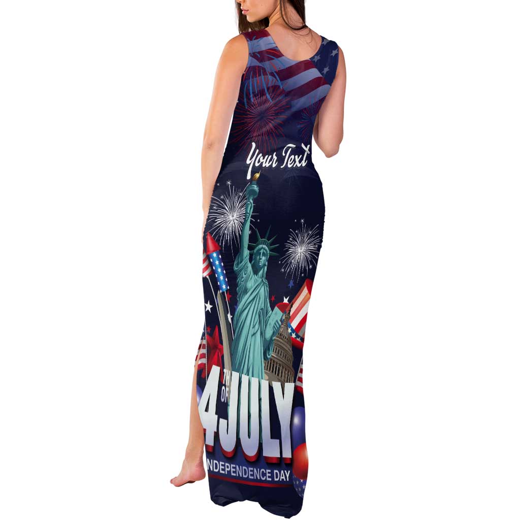 Personalized United States Independence Day Tank Maxi Dress Statue of Liberty for 4th of July