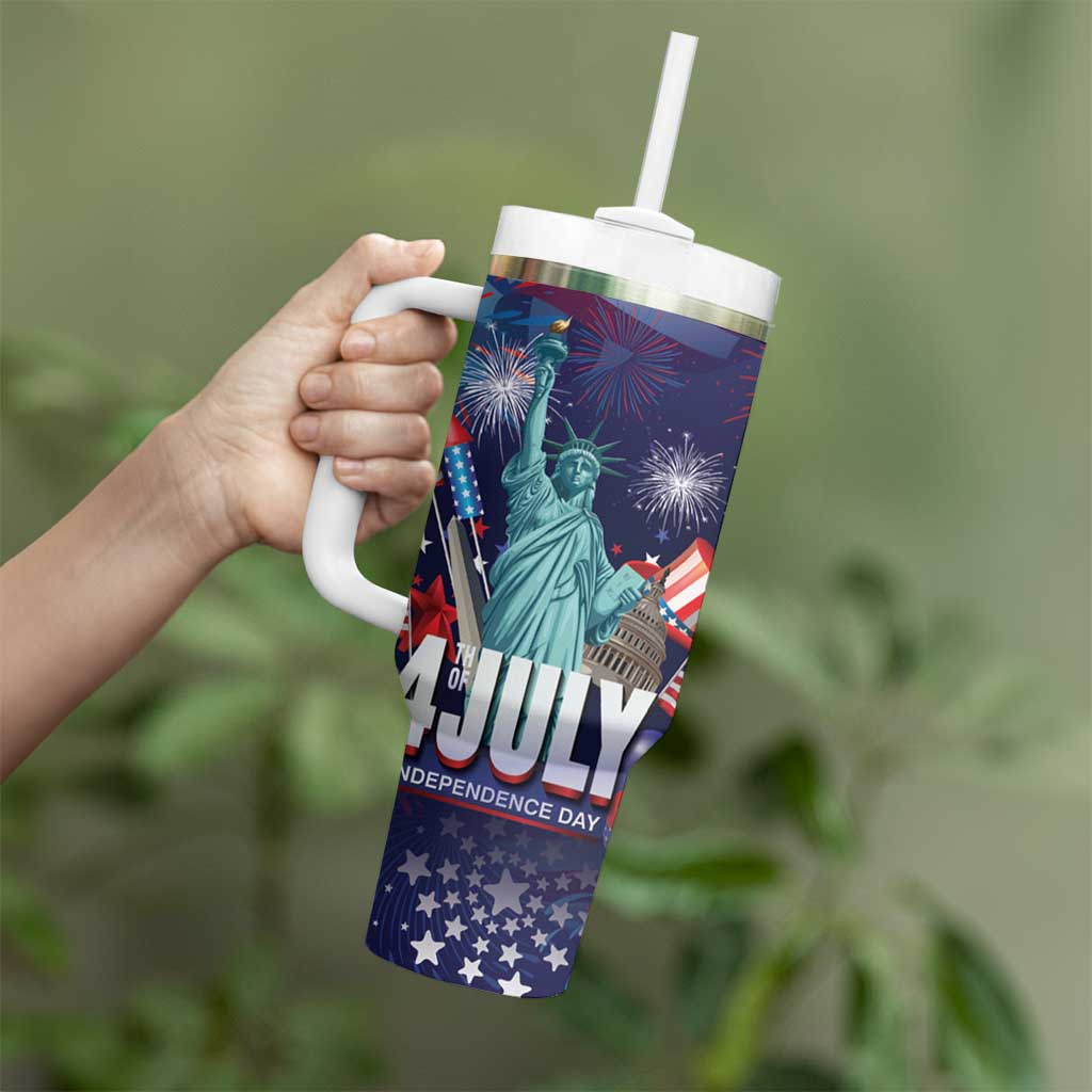 Personalized United States Independence Day Tumbler With Handle Statue of Liberty for 4th of July