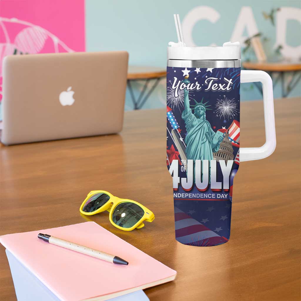 Personalized United States Independence Day Tumbler With Handle Statue of Liberty for 4th of July