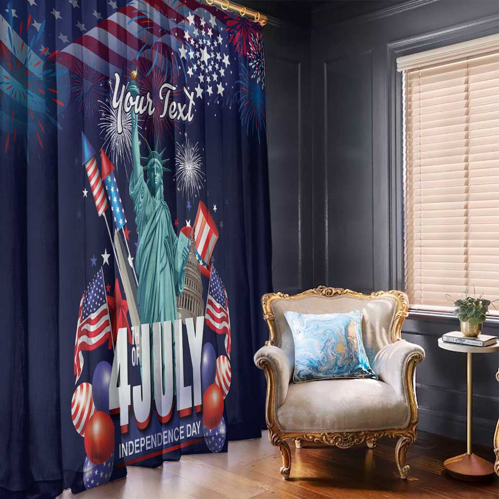 Personalized United States Independence Day Window Curtain Statue of Liberty for 4th of July