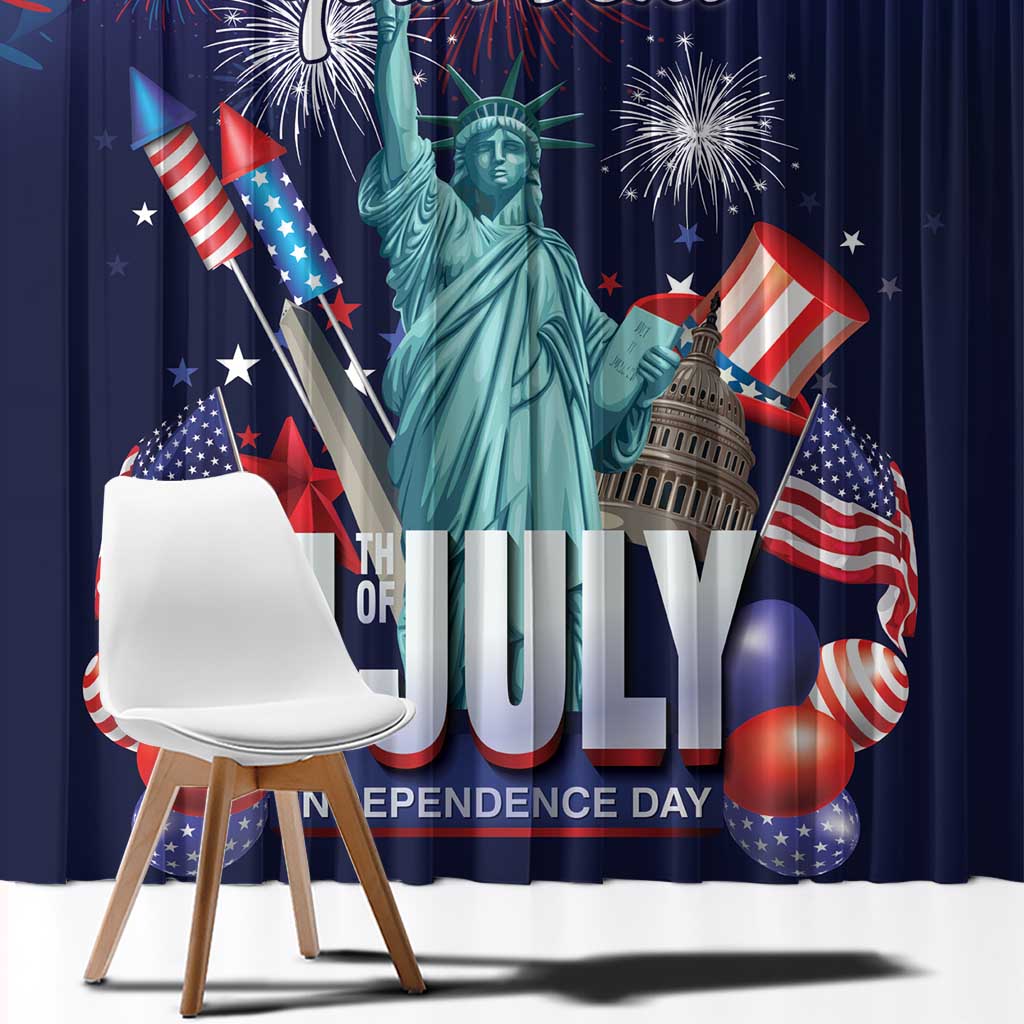 Personalized United States Independence Day Window Curtain Statue of Liberty for 4th of July