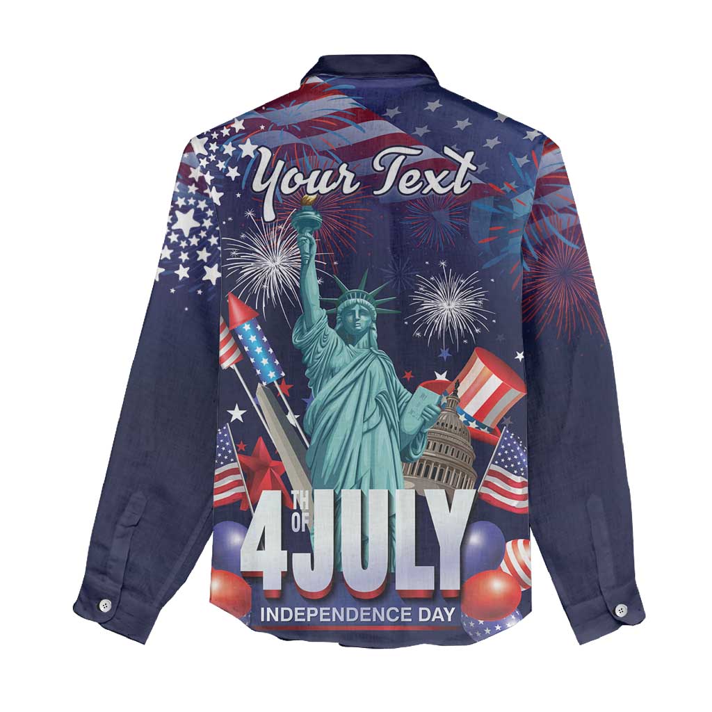Personalized United States Independence Day Women Casual Shirt Statue of Liberty for 4th of July