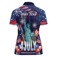 Personalized United States Independence Day Women Polo Shirt Statue of Liberty for 4th of July