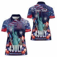 Personalized United States Independence Day Women Polo Shirt Statue of Liberty for 4th of July