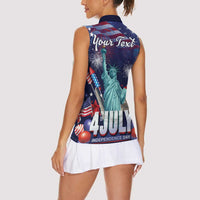 Personalized United States Independence Day Women Sleeveless Polo Shirt Statue of Liberty for 4th of July