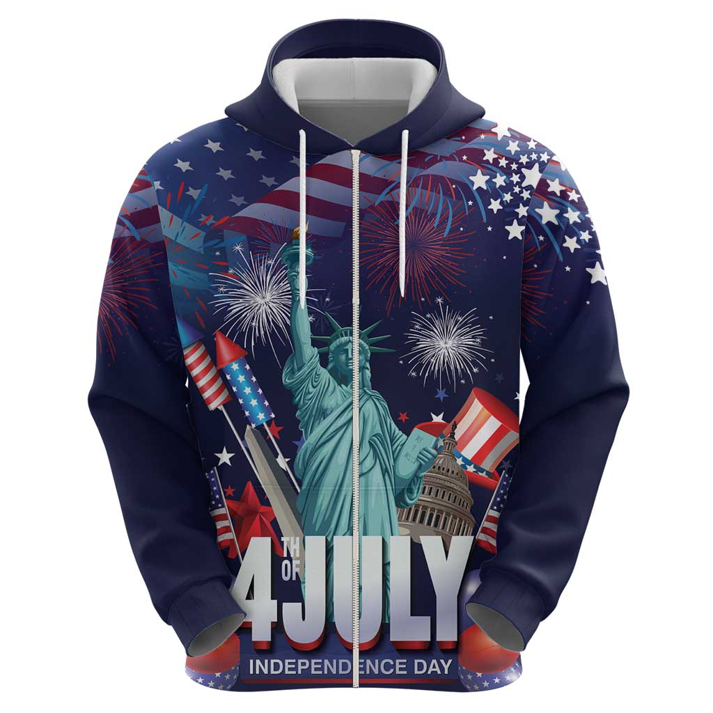 Personalized United States Independence Day Zip Hoodie Statue of Liberty for 4th of July