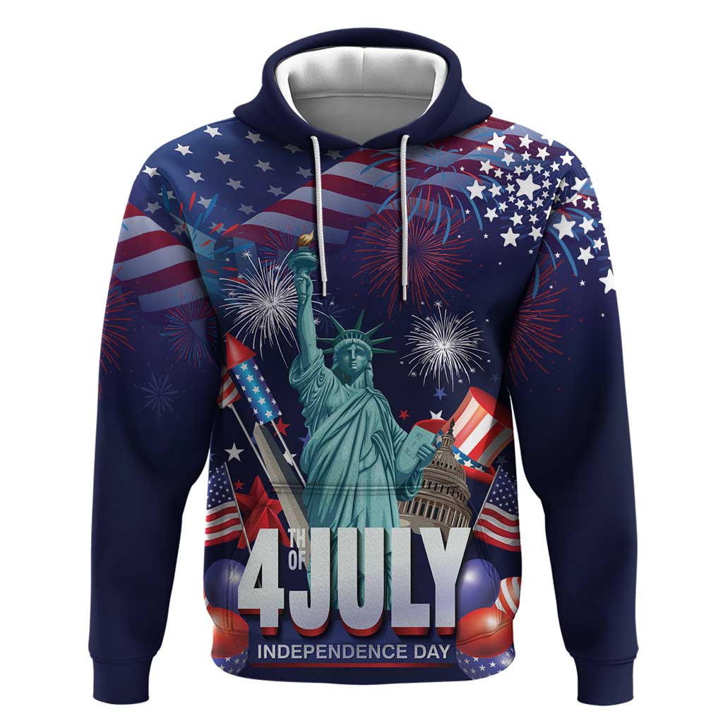 Personalized United States Independence Day Zip Hoodie Statue of Liberty for 4th of July