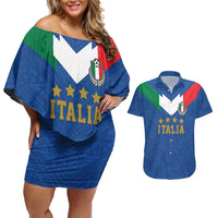 Custom Italy Football Couples Matching Off Shoulder Short Dress and Hawaiian Shirt Come On Gli Azzurri