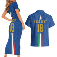Custom Italy Football Couples Matching Short Sleeve Bodycon Dress and Hawaiian Shirt Come On Gli Azzurri