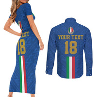 Custom Italy Football Couples Matching Short Sleeve Bodycon Dress and Long Sleeve Button Shirt Come On Gli Azzurri