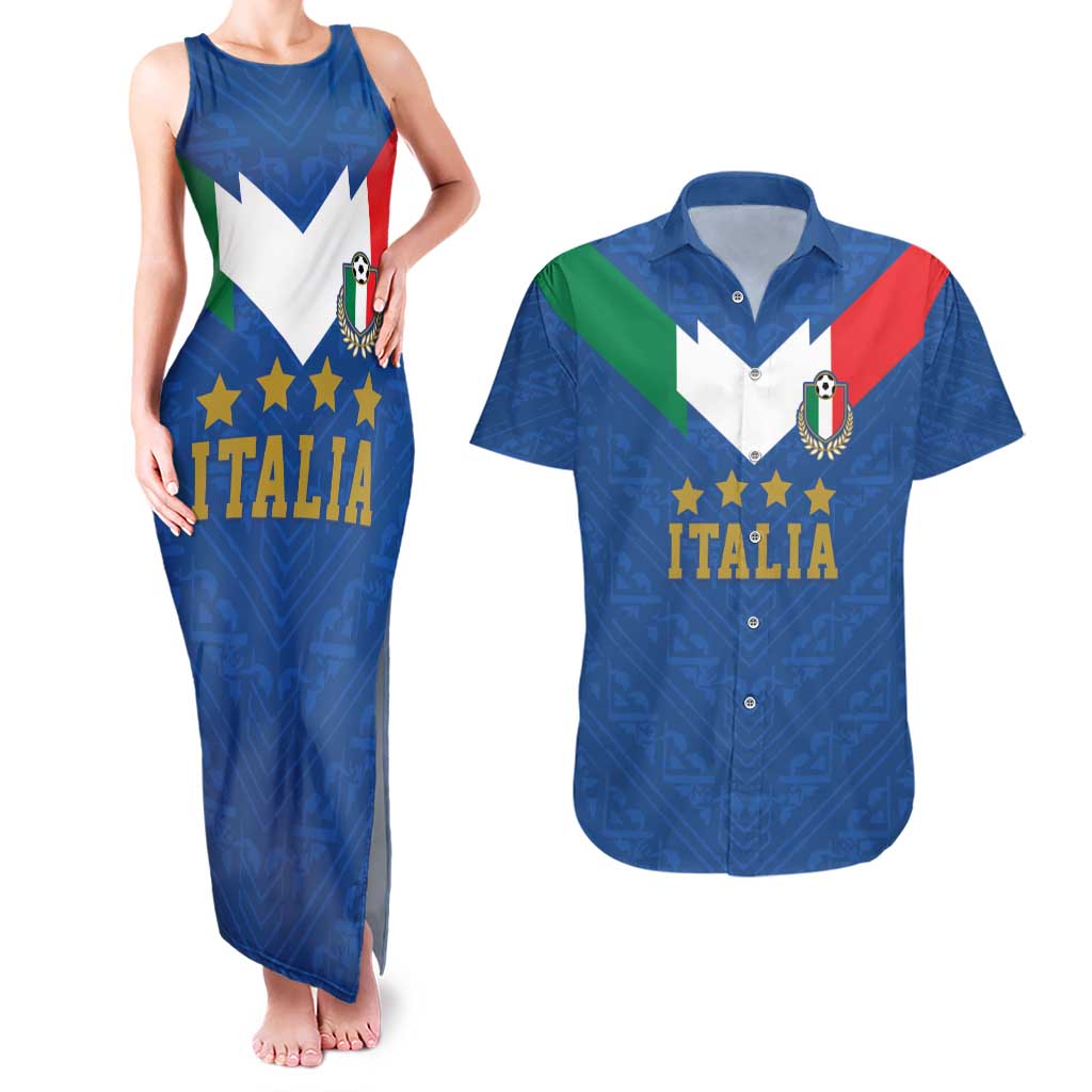 Custom Italy Football Couples Matching Tank Maxi Dress and Hawaiian Shirt Come On Gli Azzurri