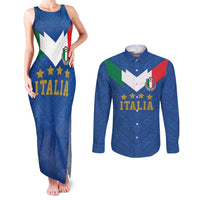 Custom Italy Football Couples Matching Tank Maxi Dress and Long Sleeve Button Shirt Come On Gli Azzurri