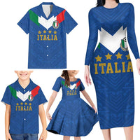 Custom Italy Football Family Matching Long Sleeve Bodycon Dress and Hawaiian Shirt Come On Gli Azzurri