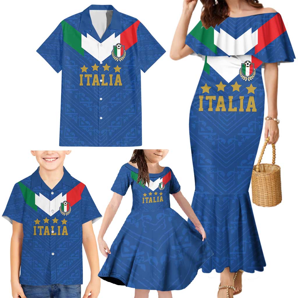 Custom Italy Football Family Matching Mermaid Dress and Hawaiian Shirt Come On Gli Azzurri