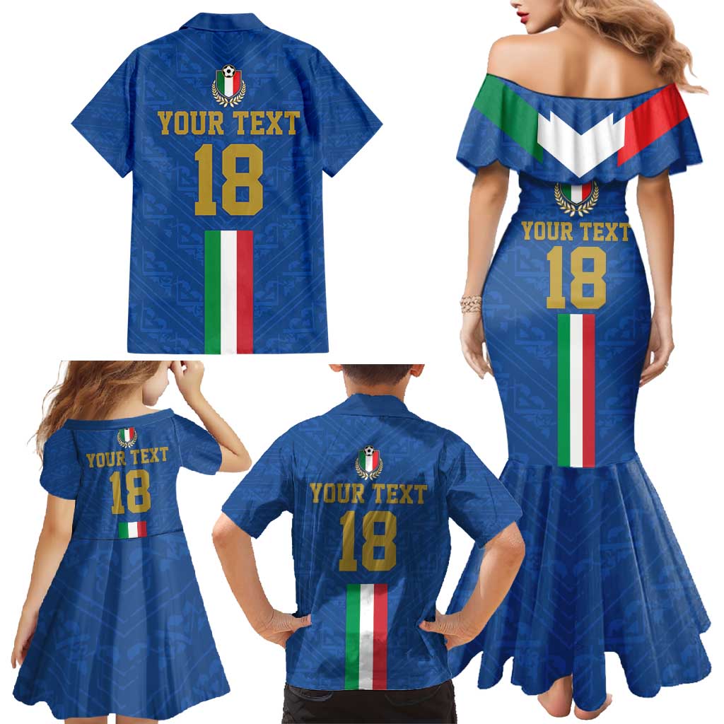 Custom Italy Football Family Matching Mermaid Dress and Hawaiian Shirt Come On Gli Azzurri