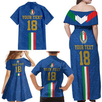 Custom Italy Football Family Matching Off Shoulder Maxi Dress and Hawaiian Shirt Come On Gli Azzurri