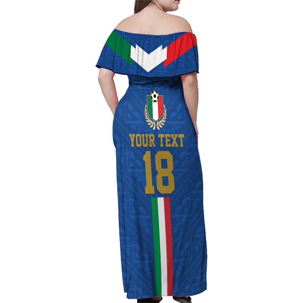 Custom Italy Football Family Matching Off Shoulder Maxi Dress and Hawaiian Shirt Come On Gli Azzurri