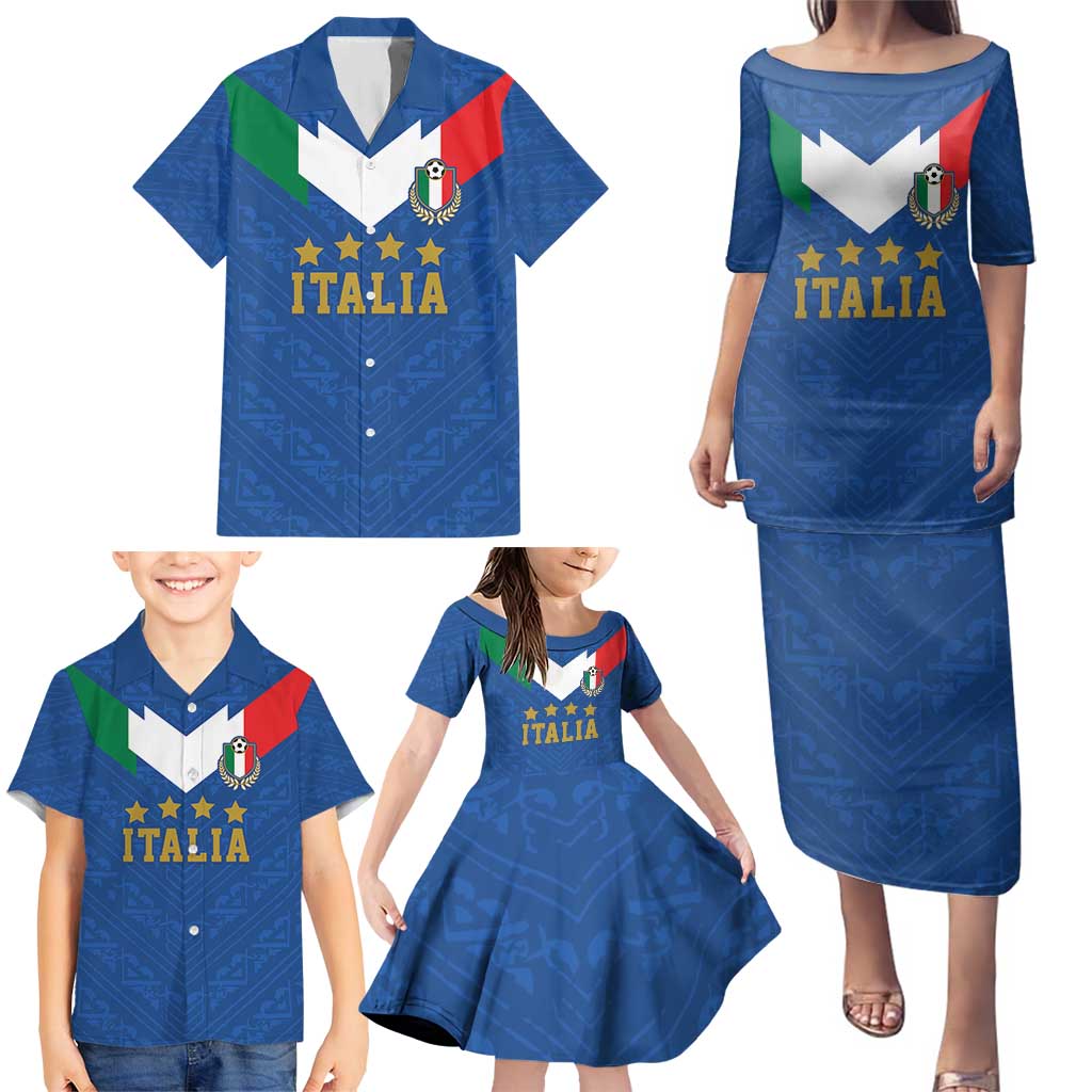 Custom Italy Football Family Matching Puletasi and Hawaiian Shirt Come On Gli Azzurri