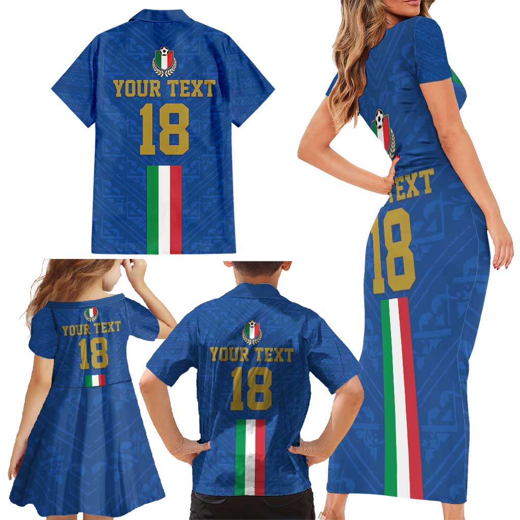 Custom Italy Football Family Matching Short Sleeve Bodycon Dress and Hawaiian Shirt Come On Gli Azzurri