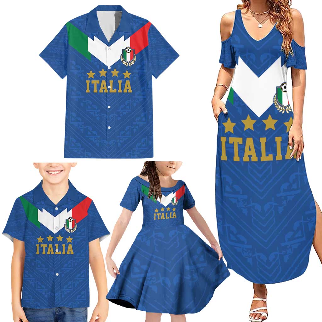 Custom Italy Football Family Matching Summer Maxi Dress and Hawaiian Shirt Come On Gli Azzurri