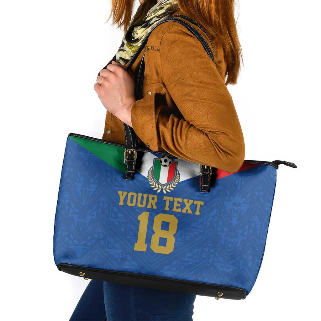 Custom Italy Football Leather Tote Bag Come On Gli Azzurri