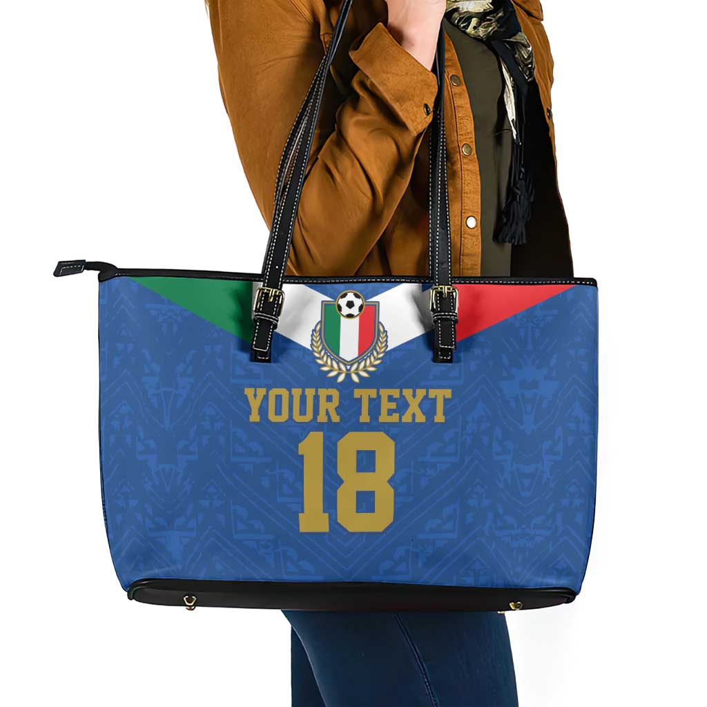 Custom Italy Football Leather Tote Bag Come On Gli Azzurri