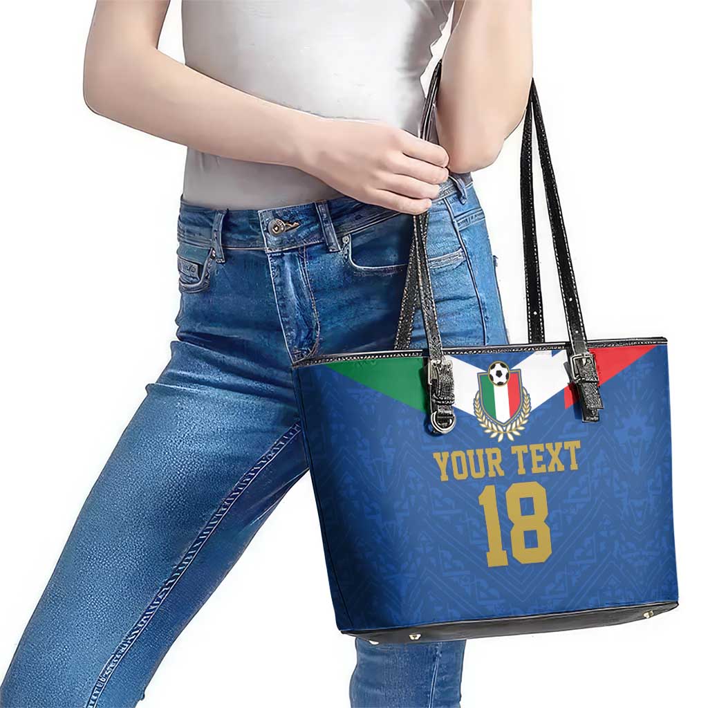 Custom Italy Football Leather Tote Bag Come On Gli Azzurri