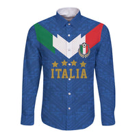 Custom Italy Football Long Sleeve Button Shirt Come On Gli Azzurri