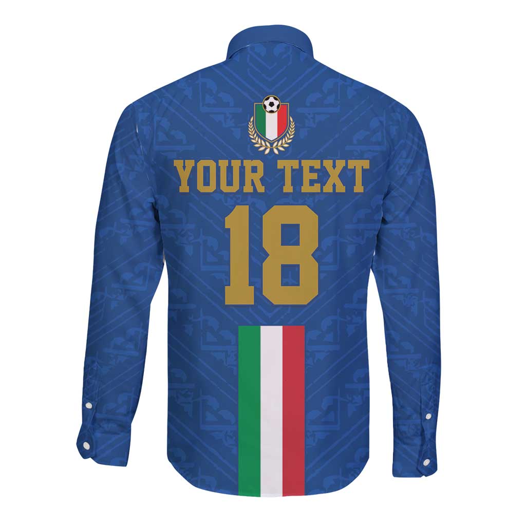 Custom Italy Football Long Sleeve Button Shirt Come On Gli Azzurri