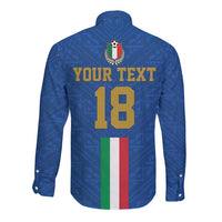 Custom Italy Football Long Sleeve Button Shirt Come On Gli Azzurri