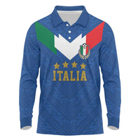 Custom Italy Football Long Sleeve Polo Shirt Come On Gli Azzurri