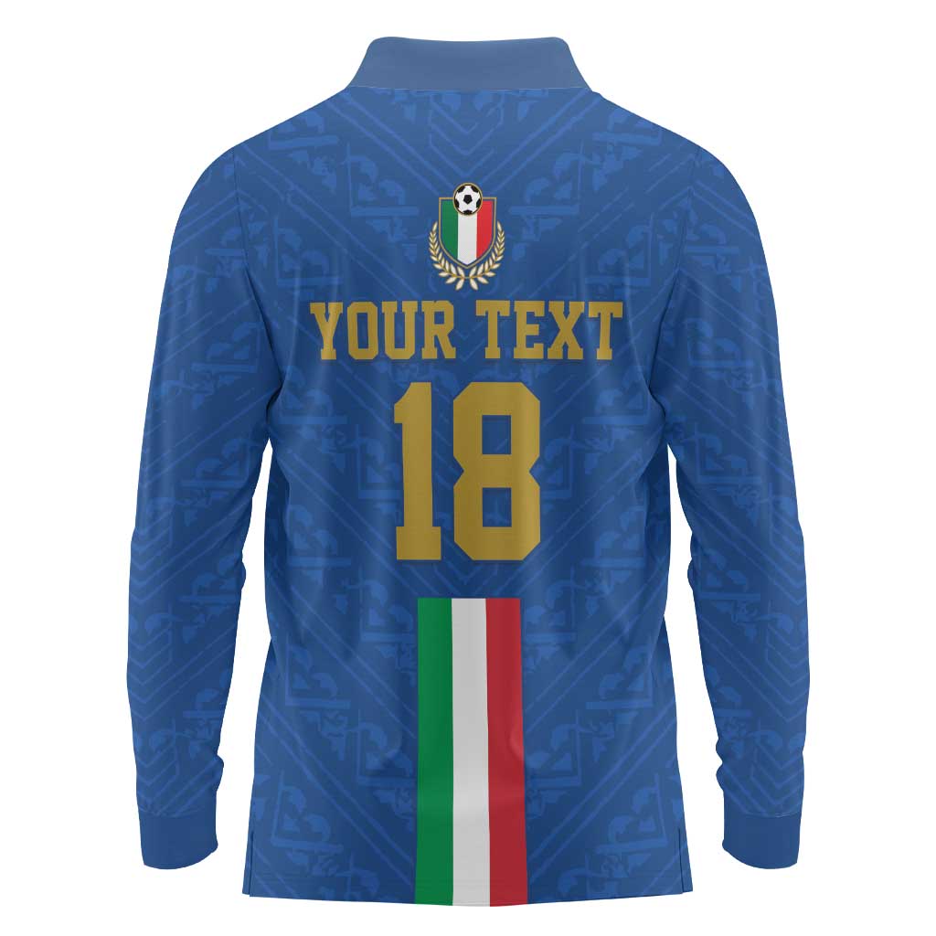 Custom Italy Football Long Sleeve Polo Shirt Come On Gli Azzurri