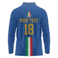 Custom Italy Football Long Sleeve Polo Shirt Come On Gli Azzurri
