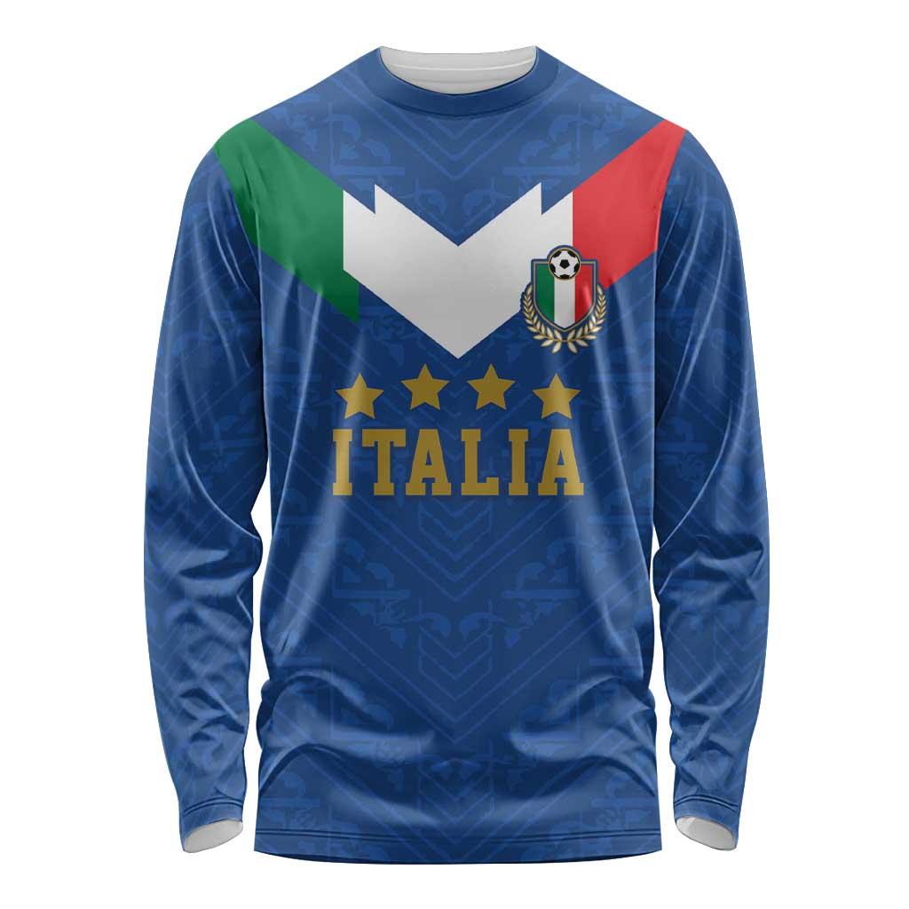 Custom Italy Football Long Sleeve Shirt Come On Gli Azzurri