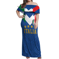 Custom Italy Football Off Shoulder Maxi Dress Come On Gli Azzurri