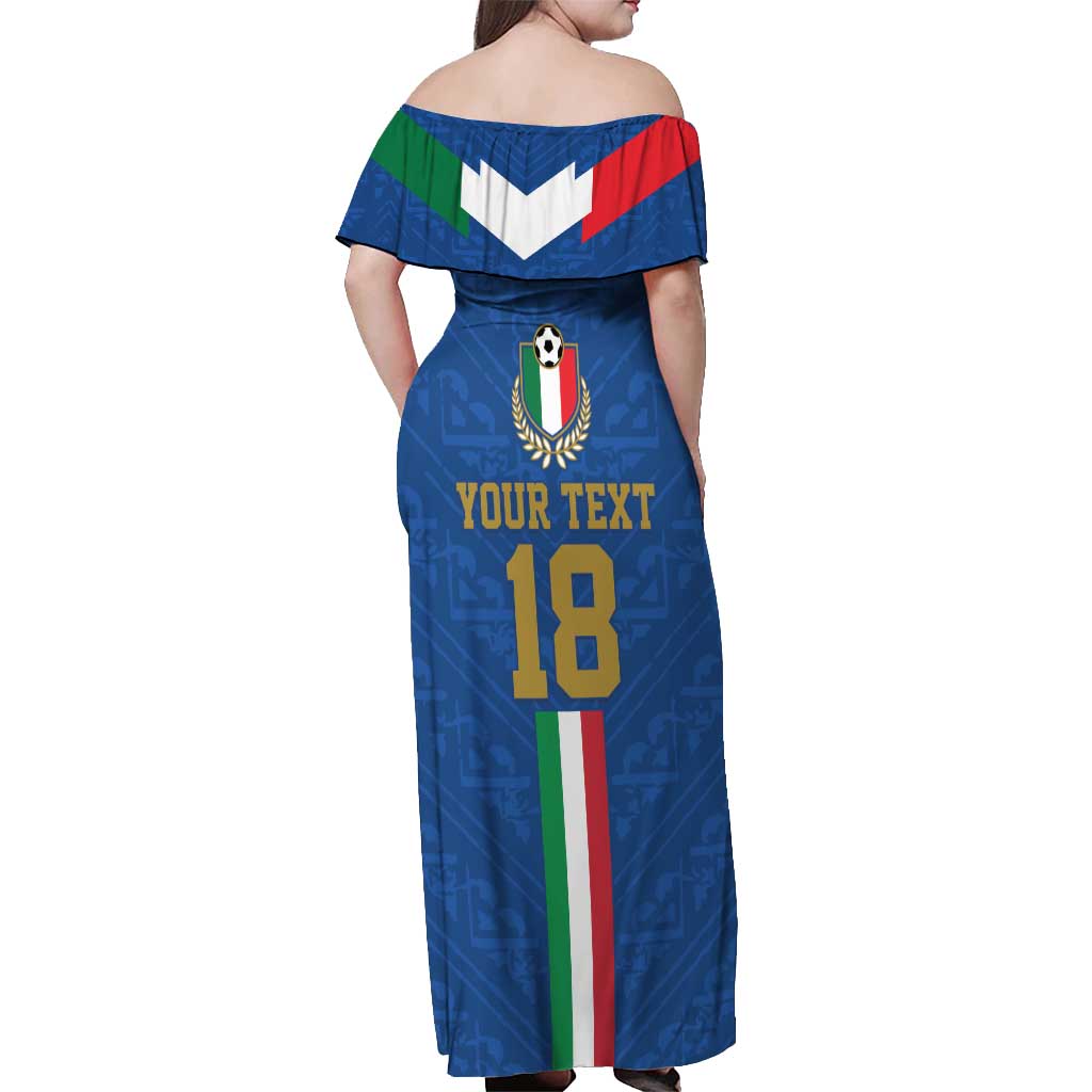 Custom Italy Football Off Shoulder Maxi Dress Come On Gli Azzurri