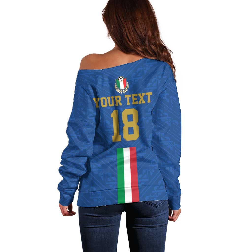 Custom Italy Football Off Shoulder Sweater Come On Gli Azzurri