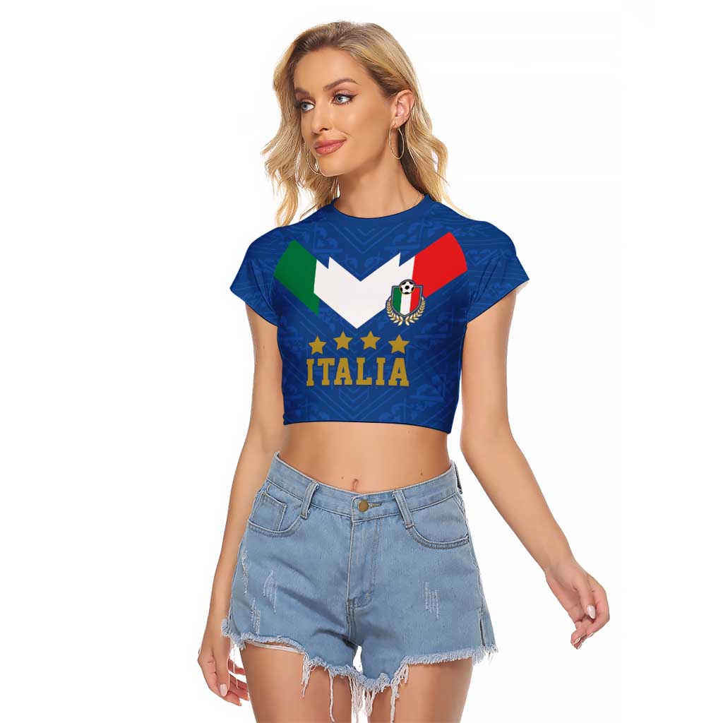 Custom Italy Football Raglan Cropped T Shirt Come On Gli Azzurri